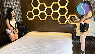 i'm trying my first big dildo as latina maid letzy lizz with huge natural tits and fat ass shaking