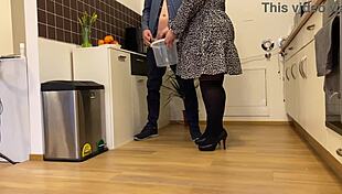 Chubby Mother-in-Law in Pantyhose Sucks Cock Hungrily