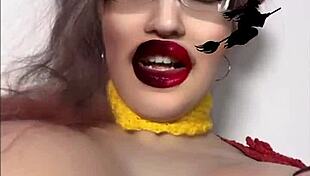 Goddess in glasses demands cash before you worship