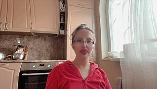 two kinky glasses girls tease with huge long nails