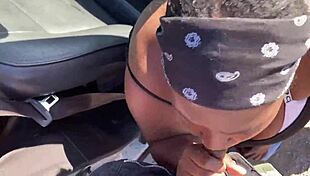 damn this ebony thot went crazy sucking fat cock outdoors in public lol