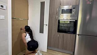 Kitchen Glory Hole Reveals Massive Cock for Cleaning Babe