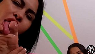 Brazilian babe's sexy feet make your small cock throb for footjob?