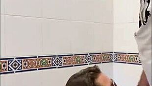 shhh... public toilet quickie fuck in restaurant, don't get caught