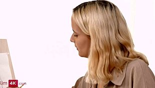 Loli Pop Blonde Skips Panties In Drawing Class For Bent Over Creampie Doggystyle Cowgirl