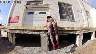 dig this thong bodysuit chick strutting confidently along the docks