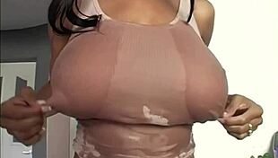 Whoa this black teen's huge tits bounce wild on big white cock 😲 petite ebony pounded hard!