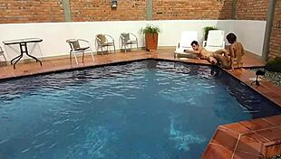 Wow, my step-nephew rims my big latina ass poolside on florida vacation!