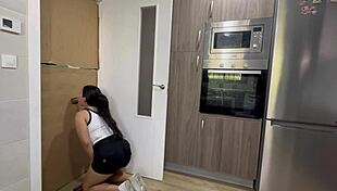 Kitchen Glory Hole Reveals Massive Cock for Cleaning Babe