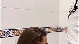 shhh... public toilet quickie fuck in restaurant, don't get caught