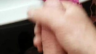 slow teasing handjob while bra barely contains her curves