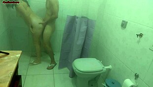 stepmom sneaks looks at stepson bathing behind curtain