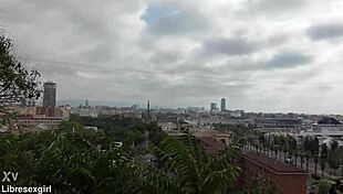 whoops i stripped naked flashing shaved pussy on barcelona streets tall skinny slut