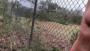 Intense couple fucks wildly at outdoor rest stop