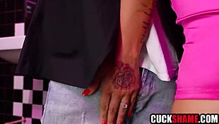 husband dares join wife's random bar toilet fuck?