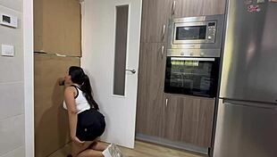 Kitchen Glory Hole Reveals Massive Cock for Cleaning Babe