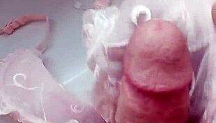 slow teasing handjob while bra barely contains her curves