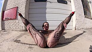 dig this thong bodysuit chick strutting confidently along the docks