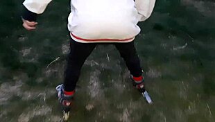 Paid Coach for Roller Skating Lesson with Lesbian Cunnilingus Illusion