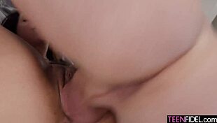 Nico Luva's tight pussy grips him so hard he pounds her nonstop missionary style