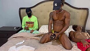 Busty stepmom fucks stepson and friends hard