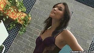 Brazilian Shemale Babe Caresses Her Bulge