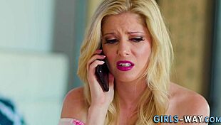 Hot blonde milf's small tits licked eagerly by ebony babe in lesbian oral