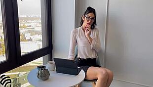 damn whore secretary pays waiter off with sloppy sex