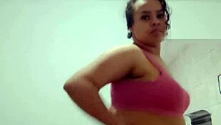 Naughty nympho teases plump ass dancing funk