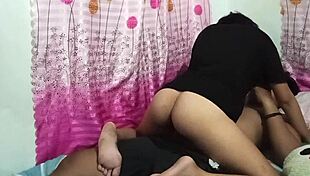 Pinay teen couple rides cowgirl style at home.
