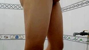 teen takes a relaxing solo bath in steamy water