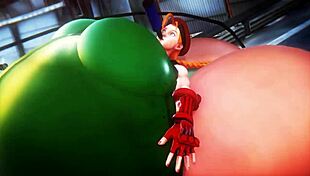 cammy from street fighter gets her big ass belly inflated in wild fight scene