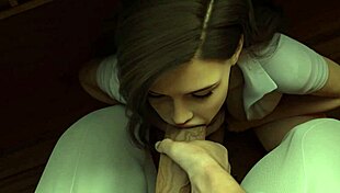 hot girl strokes for teacher then gulps his huge cock