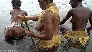 three african beauties lick each other's wet pussies outdoors