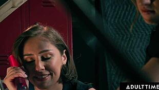 huge naturals babe octavia red gets pounded hard by tommy king's big pink strap-on