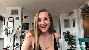 Sexy Sarah Fingers Perky Tits to Shaking Orgasm Solo