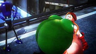cammy from street fighter gets her big ass belly inflated in wild fight scene