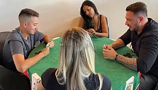 we called friends for games but really planned wife swap cuckold orgy with pussy licking and fucking