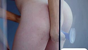 Two gorgeous babes share intense dildo fucking and kisses