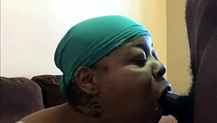 ebony masseuse smokes while deepthroating huge bbc and swallowing every drop submissively
