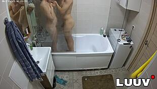 Luuv Esteban And Foxy Shower Flaunting Her Nice Natural Tits