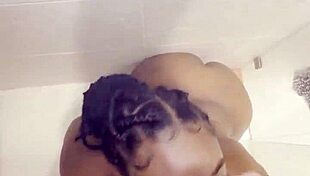 thick ebony teen takes rough shower pounding from huge cock