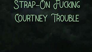 lesbian strap-on dildo rams sinn sage courtney trouble wet!