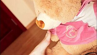 mila azul teases with her perfect nude body hugging teddy bear gosha!