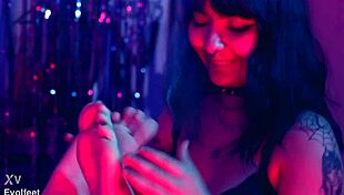 tiny bare feet drive her into total tickling submission and toe sucking