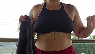 flashing my ass from the balcony skirt up total thrill 😜🍑