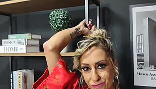 brazilian milf slams ass down erotic chair pounding