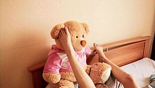 mila azul teases with her perfect nude body hugging teddy bear gosha!