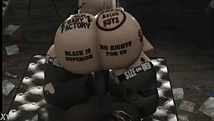 Snow Bunny with Fat Ass Wildly Rides Thick Cock in Roblox Studio Fuck Fest