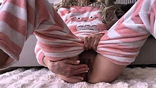 petite asian teen fingers hairy spot close-up before squirting burst